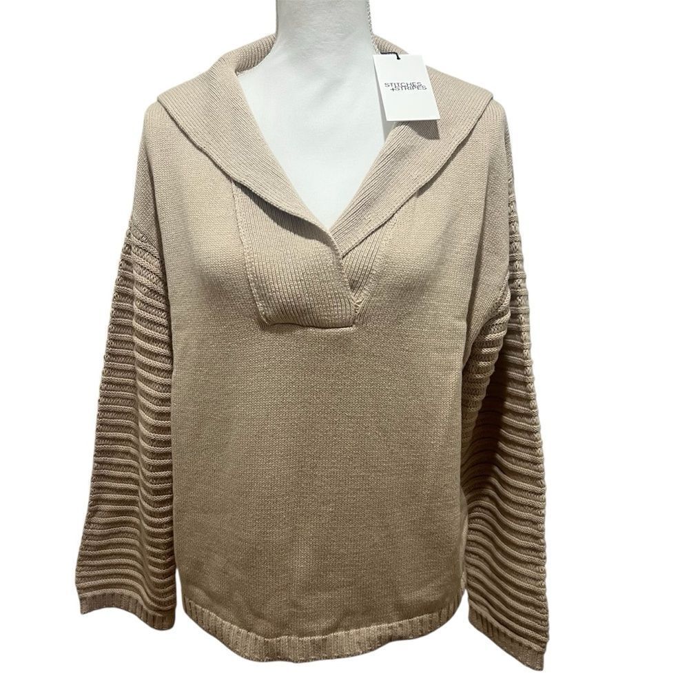 NWT Revolve Stitches and Stripes oversized sweater size large with collar
